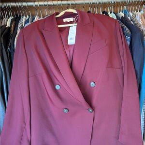 NWT Vince Double-Breasted Maroon Blazer